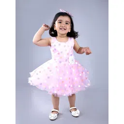 BAESD Girls Polka Dots Printed Net & Cotton Fit & Flare Dress-picture-25