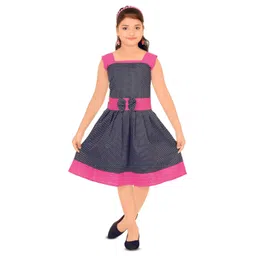 BAESD Girls Polka Dots Square Neck Sleeveless Cotton Fit & Flare Dress-picture-32