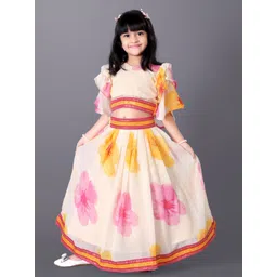 BAESD Girls Printed Flared Sleeves Silk & Georgette Ready to Wear Lehenga With Blouse-picture-55
