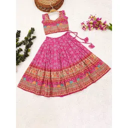 BAESD Girls Printed Foil Print Ready to Wear Lehenga &-picture-40