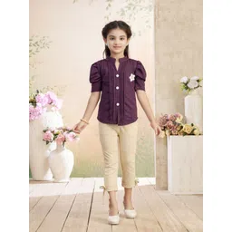 BAESD Girls Printed Mandarin Collar Top With Trousers-picture-10