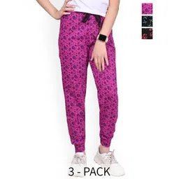 BAESD Girls Printed Pack Of 3 Pure Cotton Joggers-picture-34