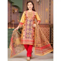 BAESD Girls Printed Regular Kurta with Palazzos & With Dupatta-picture-16