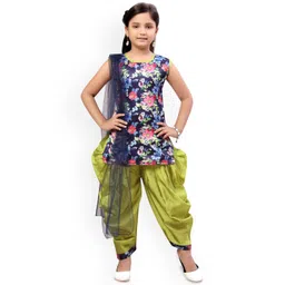 BAESD Girls Printed Regular Pure Silk Kurta With Patiala & Dupatta-picture-22