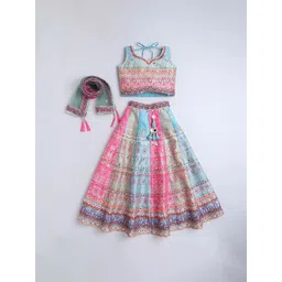 BAESD Girls Printed Sequinned Tie and Dye Ready to Wear Lehenga & Blouse With Dupatta-picture-35