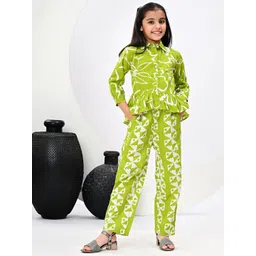 BAESD Girls Printed Shirt Collar Pure Cotton Shirt With Trousers-picture-12