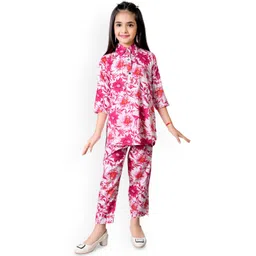BAESD Girls Printed Shirt Collar Tunic With Trousers-picture-29