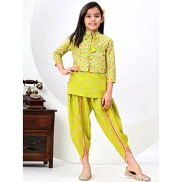 BAESD Girls Round Neck Printed Top With Dhoti Pants And Jacket-picture-35