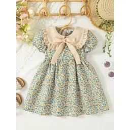 BAESD Girls Ruffled Floral Print Knee Length Fit & Flare Dress-picture-28