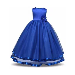 BAESD Girls Satin Round Neck Fit & Flare Maxi Party Dress Comes With A belt-picture-48