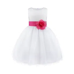 BAESD Girls Satin Round Neck Fit & Flare Party Dress Comes With A belt-picture-21