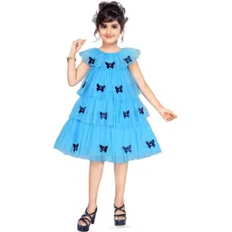 BAESD Girls Self Design Layered Satin A-Line Dress-picture-50
