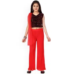 BAESD Girls Sequin Embellished Top With Palazzos & Dupatta Clothing Set-picture-34