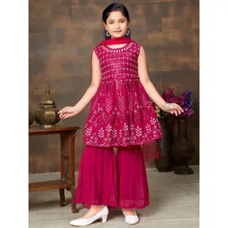 BAESD Girls Sequin Embroidered Kurta With Sharara & With Dupatta-picture-27