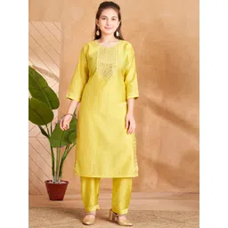 BAESD Girls Sequin Embroidery Art Silk Kurta Pant Set-picture-16