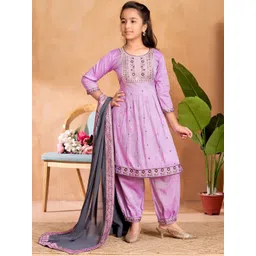 BAESD Girls Sequin Thread Embroidery Kurta Patiala Set-picture-17