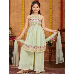 BAESD Girls Sequins Embroidery Georgette Kurti & Sharara With Dupatta-picture-25