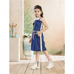 BAESD Girls Shoulder Straps Denim Fit & Flare Dress-picture-30