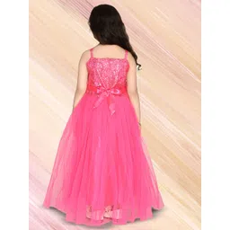 BAESD Girls Shoulder Straps Net Fit & Flare Maxi Dress image 5