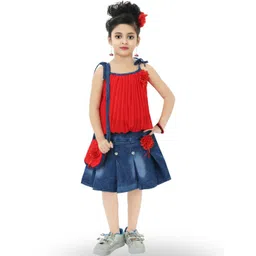 BAESD Girls Shoulder Straps Top & Skirt With Slingbag-picture-31