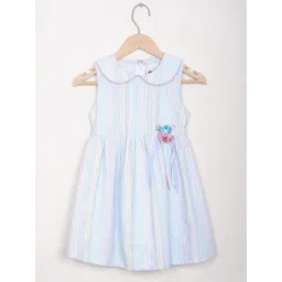 BAESD Girls Striped Peter Pan Collar Cotton Fit & Flare Dress-picture-41