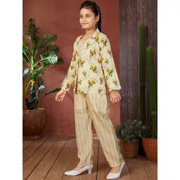 BAESD Girls Striped Shoulder Straps Pure Cotton Top With Trouser & Blazer-picture-34