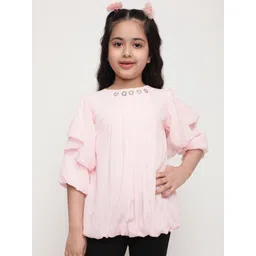 BAESD Girls Vertical Striped Puff Sleeves Pleated Detailed Blouson Top-picture-57
