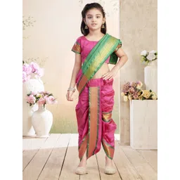 BAESD Girls Zari Border Pure Silk Ready to Wear Saree-picture-20