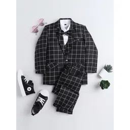 BAESD Infant Boys Checked Single-Breasted Four-Piece Party Suit-picture-29