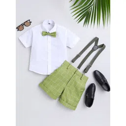 BAESD Infant Boys Shirt With Checked Shorts & Suspenders-picture-23