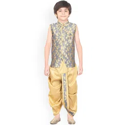 BAESD Infants Boys Floral Woven Design Mandarin Collar Kurta With Dhoti Pants-picture-51