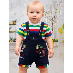 BAESD Infants Boys Printed Pure Cotton Dungaree With T-Shirt-picture-36
