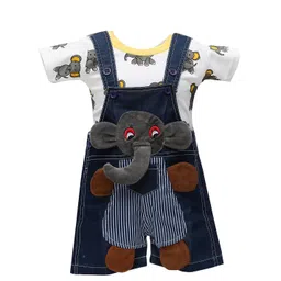 BAESD Infants Conversational Printed Cotton Denim Dungaree With T-Shirt-picture-12