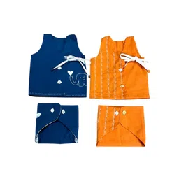 BAESD Infants Kids Pack Of 2 Cotton Muslin Jhablas With Nappy-picture-19