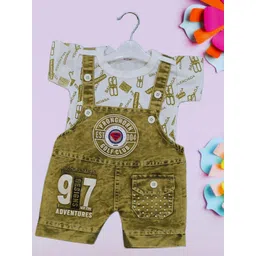 BAESD Infants Printed Cotton Denim Dungaree With Printed T-Shirt-picture-11
