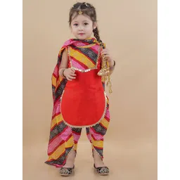 BAESD Kids Girls Bandhani Printed Regular Pure Cotton Kurta with Dhoti Pants & Dupatta-picture-16