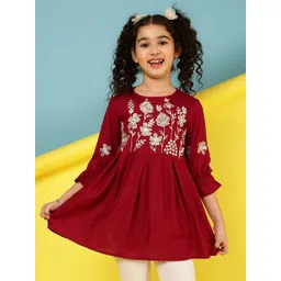 BAESD Kids Girls Embroidered Round Neck Longline A-Line Top-picture-53