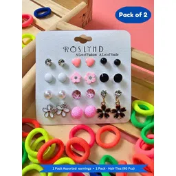 BAESD Kids Pack of 2 Assorted Earrings & Hair Ties-picture-16