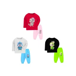 BAESD Kids Pack Of 3 Printed T-shirt & Trousers Clothing Set-picture-36