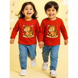 BAESD Kids Printed Round Neck T-Shirt With Joggers Clothing Set-picture-37