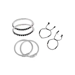 BAESD Kids Set Of 6 Silver-Plated Beaded Bangles-picture-25