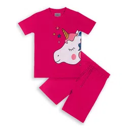 BAESD Kids Unicorn Printed Pure Cotton Short Sleeves Breathable Night Suit-picture-36