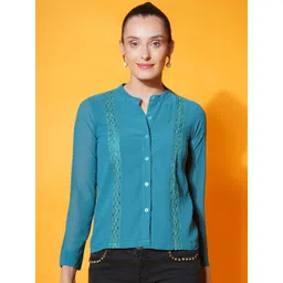 BAESD Mandarin Collar Chiffon Top-picture-34
