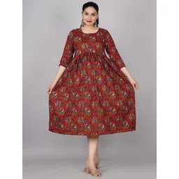 BAESD Maternity Ethnic Motifs Printed Fit & Flare Ethnic Dress-picture-16