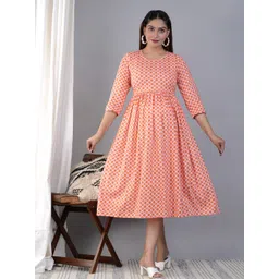 BAESD Maternity Ethnic Motifs Printed Fit & Flare Ethnic Dress-picture-36