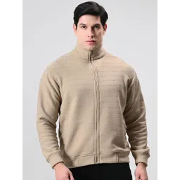 BAESD Men Mock Collar Self Design Woollen Casual Lightweight Bomber Jacket-picture-16