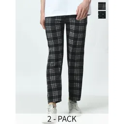BAESD Men Pack Of 2 Checked Mid Rise Track Pants-picture-34