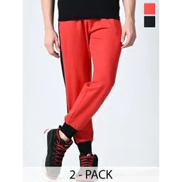 BAESD Men Pack Of 2 Colourblocked Relaxed-Fit Mid Rise Joggers-picture-13