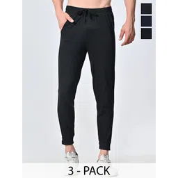 BAESD Men Pack Of 3 Pure Cotton Mid-Rise Joggers-picture-29