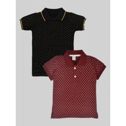 BAESD Pack Of 2 Boys Polka Dots Printed Polo Collar Cotton T-shirts-picture-36